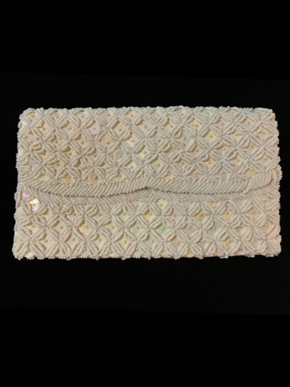 Vintage Beaded Ivory Clutch Handmade in Hong Kong